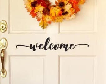 Welcome Door Decal: Script Lettering for Front Door Decor