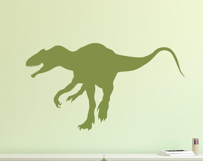 Dinosaur Wall Decal, Allosaurus Silhouette in Removable Matte Vinyl