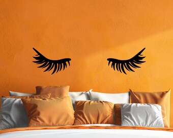 Modern Eyelashes Wall Decal for Bedroom, Chic Feminine Decor, Above Bed Art, Contemporary Wall Sticker, Fashionable Home Accent