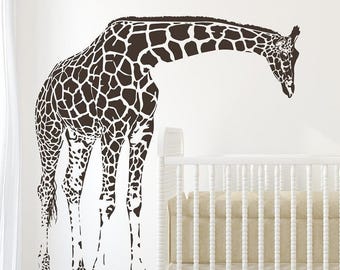 Giraffe Wall Decal, Large Spotted Animal Silhouette in Matte Vinyl