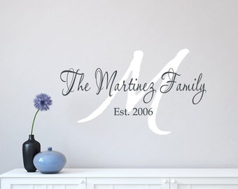 Family Name Wall Decal | Living Room Decor | Monogram Wall Decal | New Home Gift | Monogram Stencil | Family Established Decal