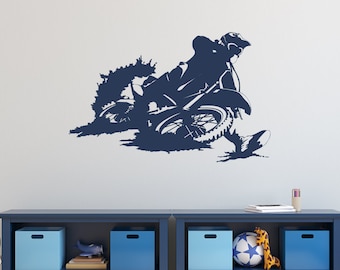 Motocross Dirt Bike Wall Decal, Vinyl Sticker, Boys Room Decor, Kids Bedroom, Extreme Sports Art, Motorcycle Gifts, Action Packed