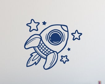 Large Space Ship Sticker | Space Wall Decals | Spaceship Decal | Rocket Ship Wall Decal Astronaut | Rocket Ship Decor | Stars Decals