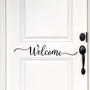 Script Welcome Door Decal: Elegant Entryway Decor Sign