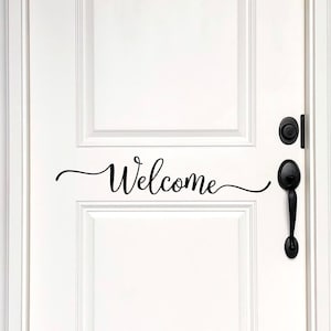 Script Welcome Door Decal: Elegant Entryway Decor Sign