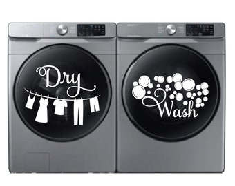 Wash dry laundry vinyl decal - laundry room decor D00387