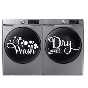 Wash and dry laundry vinyl decal - laundry room decor D00388