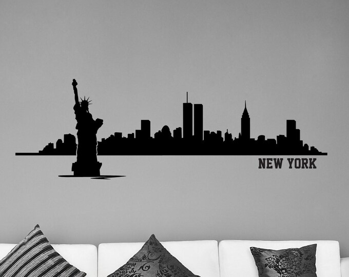 New York Decal Skyline Wall Decal with Statue of Liberty