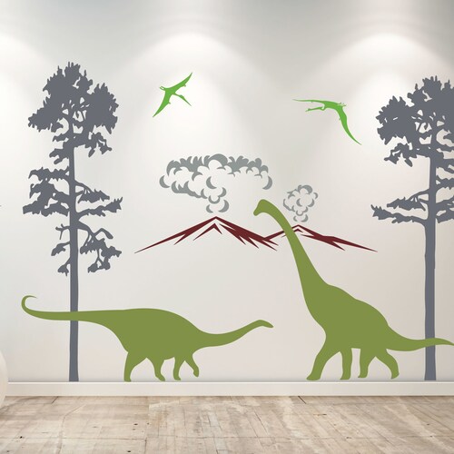 Dinosaur Theme Decor Dinosaur Wall Mural Pterodactyl Decal Etsy