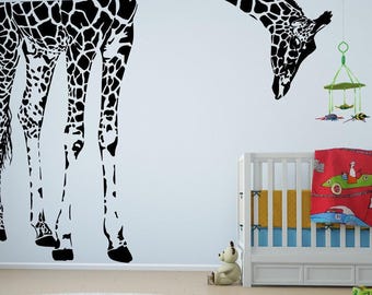 Giraffe Wall Decal, Matte Removable Vinyl Oversized Animal Silhouette