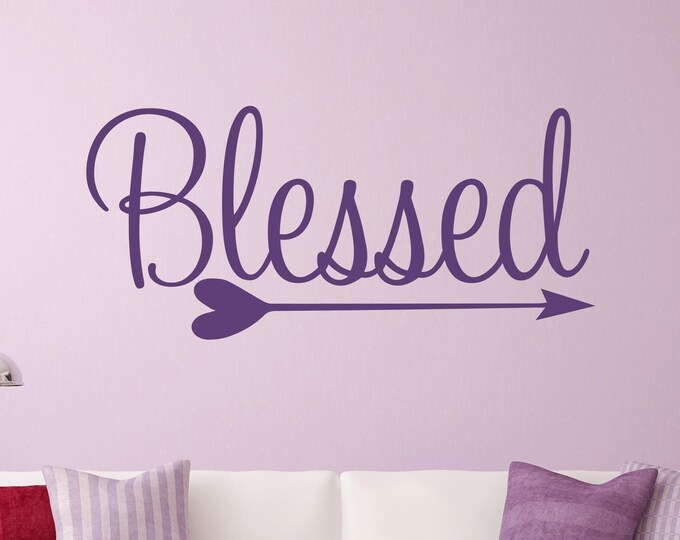 Blessed Wall Decal: Faith, Christian, Script, Arrow Home Decor