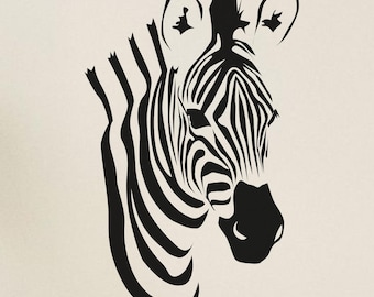 Zebra Wall Decal: Animal Head Silhouette for Safari Room Decor