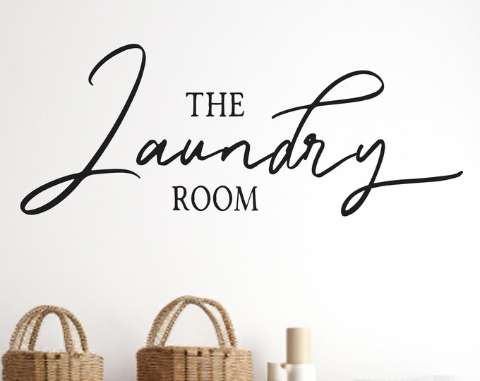 Laundry Room Decal, Matte Removable Vinyl Sign with Script Lettering