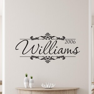 Custom Family Name Wall Decal with Established Year – Personalized Surname Sign