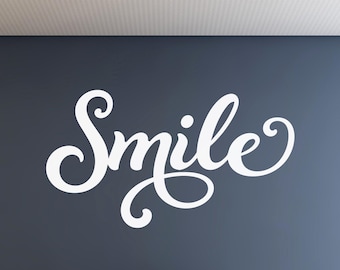 Dentist Office Wall Decal Smile Script Lettering for Dental Office Decor
