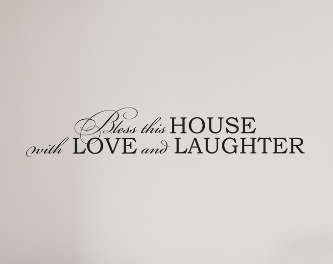 Bless This House Wall Decal, Matte Vinyl Script Quote
