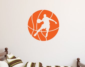 Basketball wall decal, basketball wall art, basketball decor, basketball decal, basketball decorations, boys room wall decal, D00018.