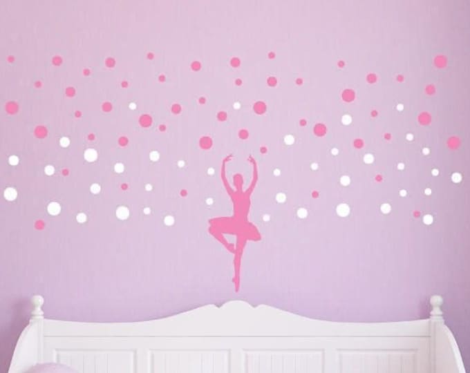 Ballerina Wall Decal with Polka Dots – Girls Room Dance Decor