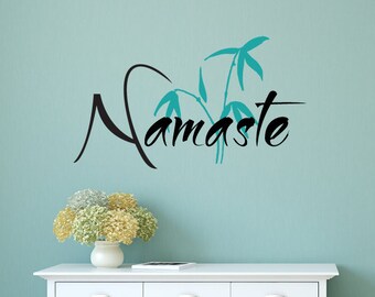 Namaste sign, namaste art, namaste decor, namaste decal, namaste wall decal, namaste wall art, namaste decorations, yoga decal, yoga D00035.