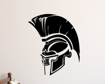 Spartan Helmet Wall Decal, Ancient Warrior Vinyl Sticker, Home Decor Art, Bedroom Wall Accent, Large Wall Transfer, Artistic Room Decoration