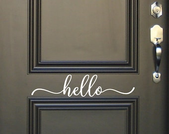 Hello door decal - front door decal - hello vinyl decal - front door sticker D00648