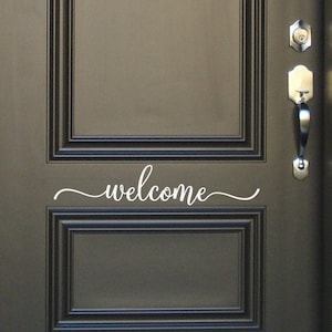 Vinyl Door Decal Welcome Sign, Elegant Front Door Decor, Entryway Housewarming Gift, Modern Home Styling Adhesive