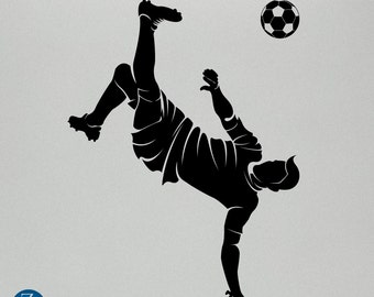 Soccer Player Wall Decal, Sports Bedroom Decor, Vinyl Wall Art, Kids Room Decoration, Football Sticker, Athletic Home Decor Gift Idea