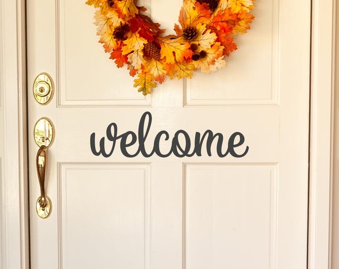 Welcome Door Decal: Script Front Door Vinyl Lettering