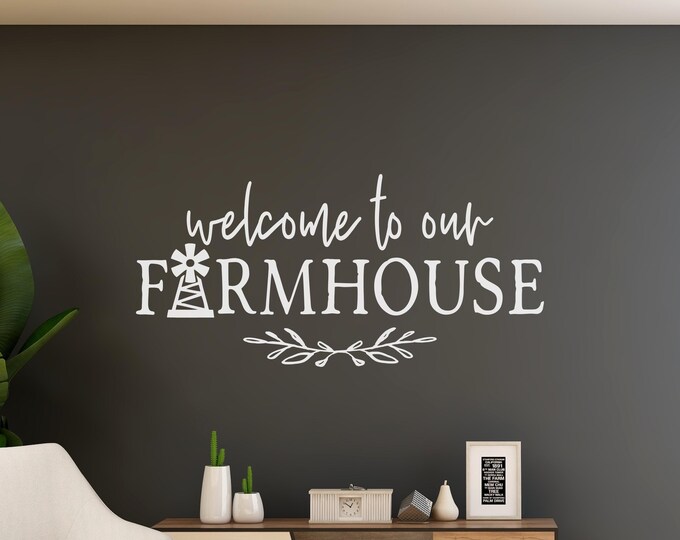 Farmhouse Wall Decal: White Vinyl Welcome Home Decor