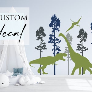 Dinosaur Wall Decals for Kids Room, Large Vinyl Dino Stickers, Playroom Decor, Peel and Stick, Removable Wall Art, Nursery Decoration