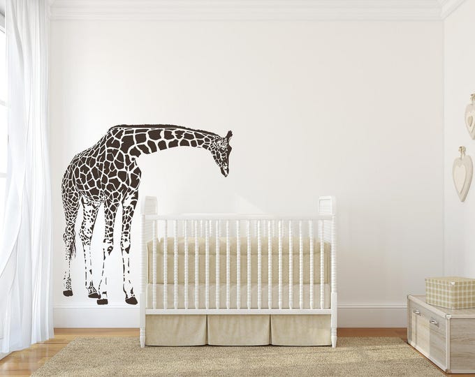 Giraffe Wall Decal, Large Spotted Animal Silhouette in Matte Vinyl