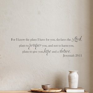 Jeremiah 29:11 Wall Decal - Hope and Future Scripture Quote