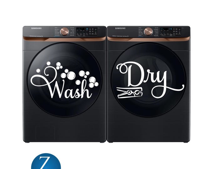 Wash and Dry Laundry Decal Set – Washer Dryer Vinyl Stickers