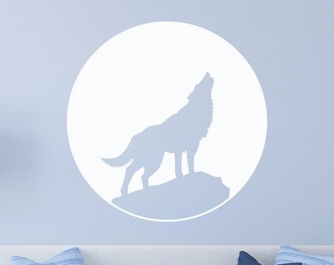 Wolf Moon Decal: Howling Wolf Silhouette Nature Wall Art
