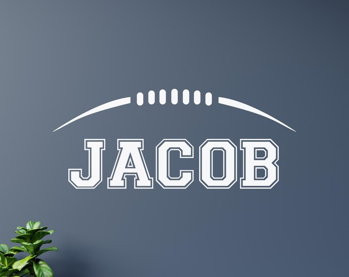 Personalized Football Name Decal – Custom Sports Wall Name for Boys Room