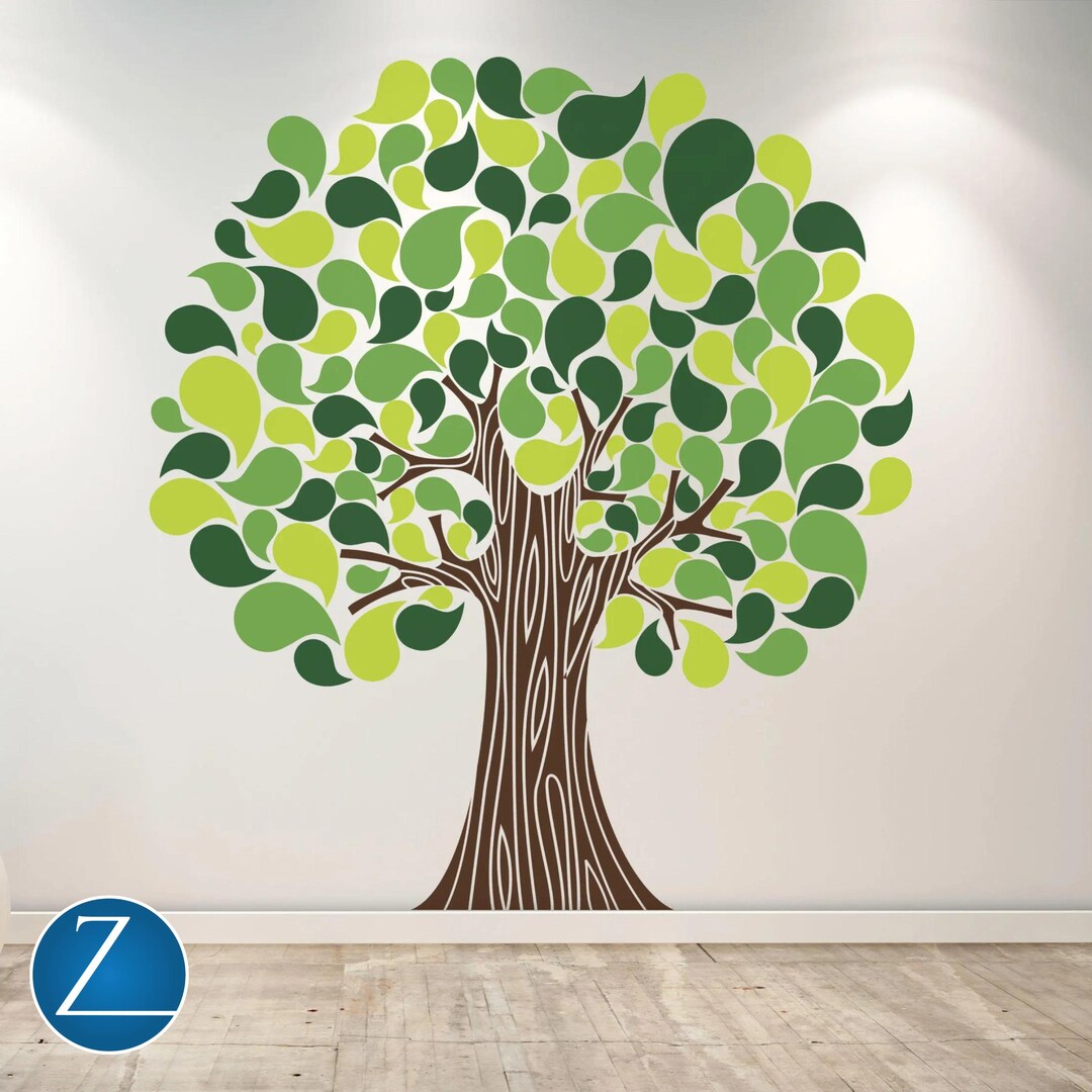 Large Green Tree Vinyl Wall Decal: Nature Living Room Decor - Etsy