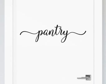 Pantry Door Decal: Script Lettering for Kitchen Door Decor
