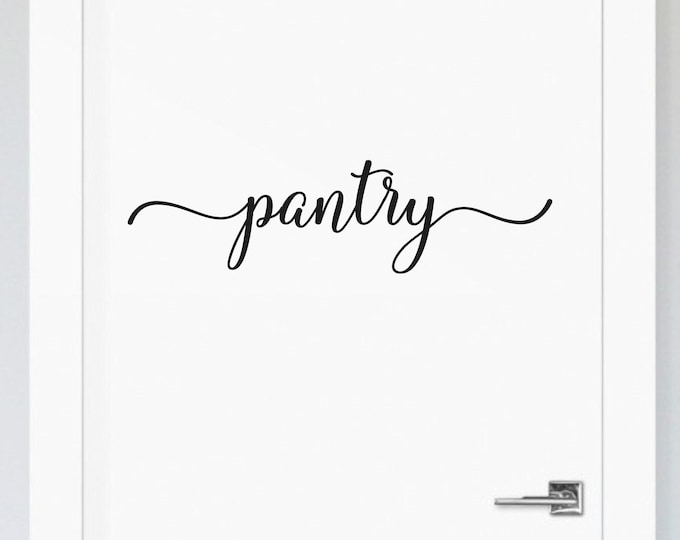 Pantry Door Decal: Script Lettering for Kitchen Door Decor
