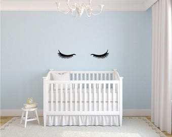 Eyelash Wall Decal for Baby Girl Nursery – Soft, Stylish, Minimalist Decor