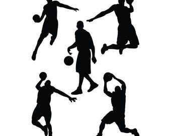 Basketball Decal Set Basketball Wall Art Player Silhouettes