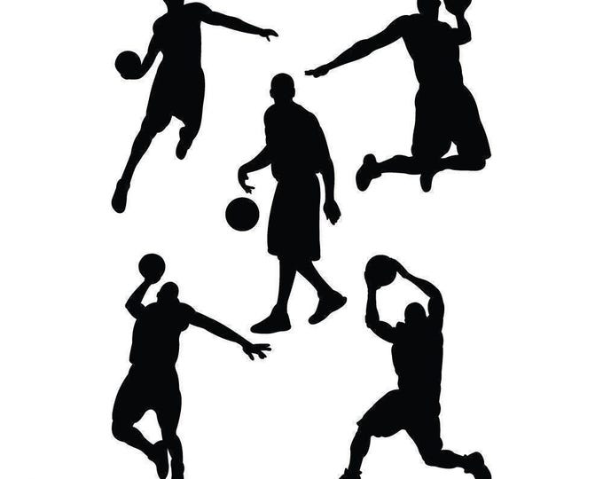 Basketball Decal Set Basketball Wall Art Player Silhouettes