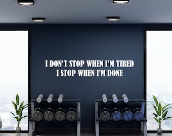 Gym Motivation Wall Decal: Workout Quote for Fitness Room Decor
