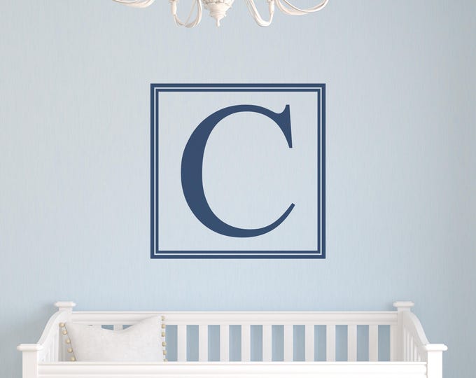 Monogram Wall Decal, Blue Matte Vinyl Custom Initial Nursery Decor