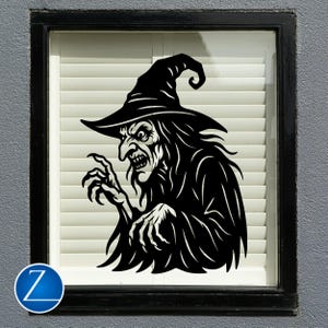 Halloween Decor Witch Window Decal – Vinyl Stickers, Peel and Stick Witch Wall Art for Spooky Season