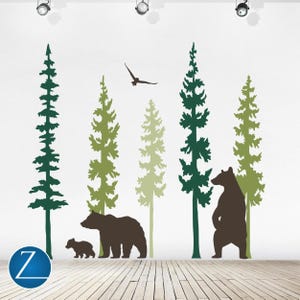 Forest Bear Vinyl Wall Decal: Nature Scene Mural
