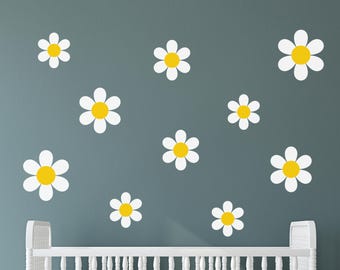 Daisy Wall Decals: Nursery Flower Decal Set in Different Sizes