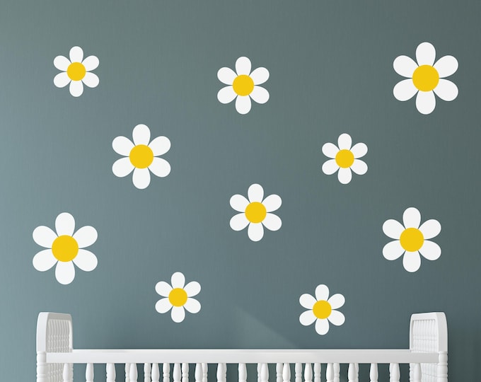 Daisy Wall Decals: Nursery Flower Decal Set in Different Sizes