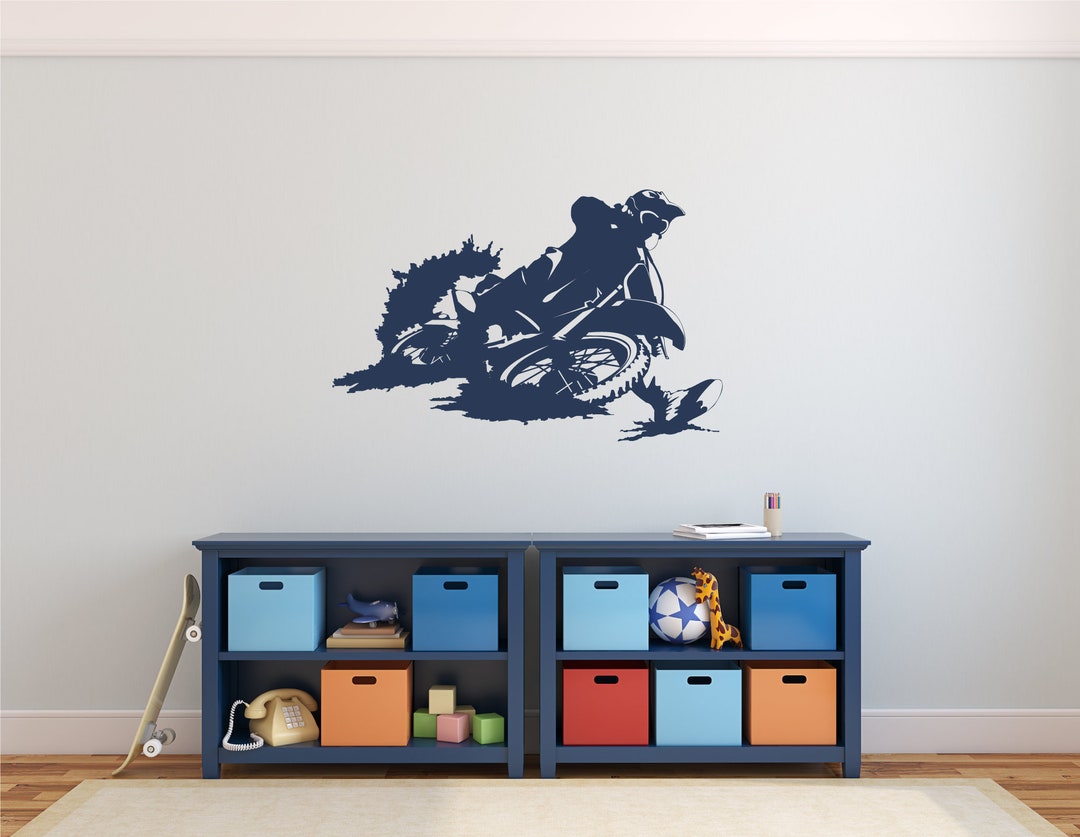 Motocross Dirt Bike Wall Decal, Vinyl Sticker, Boys Room Decor, Kids