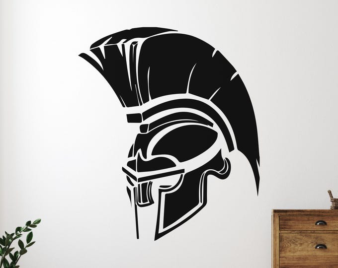 Spartan Wall Decal Gladiator Wall Art Warrior Helmet