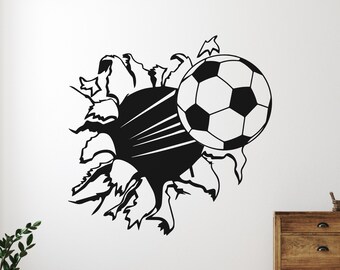 Soccer Ball Wall Decal: Breaking Through Sports Wall Art for Boys Room